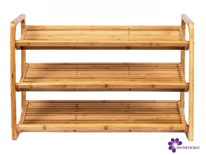 Natural Bamboo 3-Tier Shoe Rack