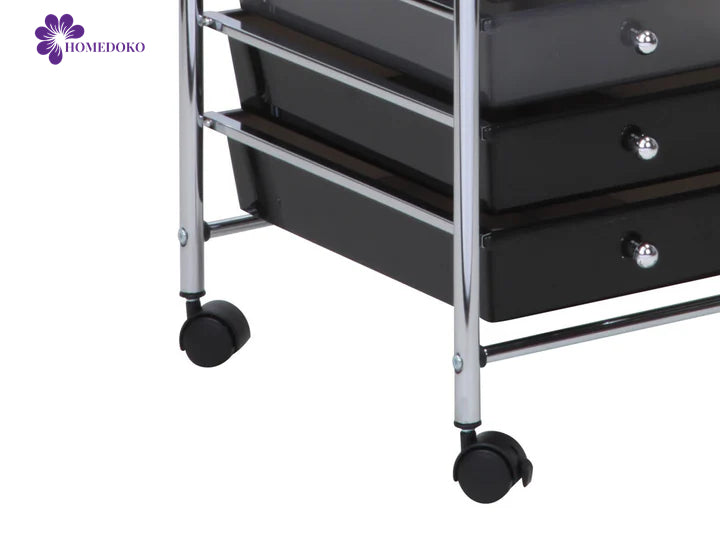 Gray 10-Drawer Rolling Storage Cart