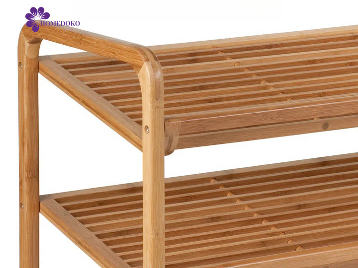 Natural Bamboo 3-Tier Shoe Rack